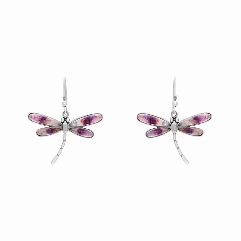 Sterling Silver Blue John Dragonfly Drop Earrings