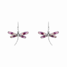 Sterling Silver Blue John Dragonfly Drop Earrings