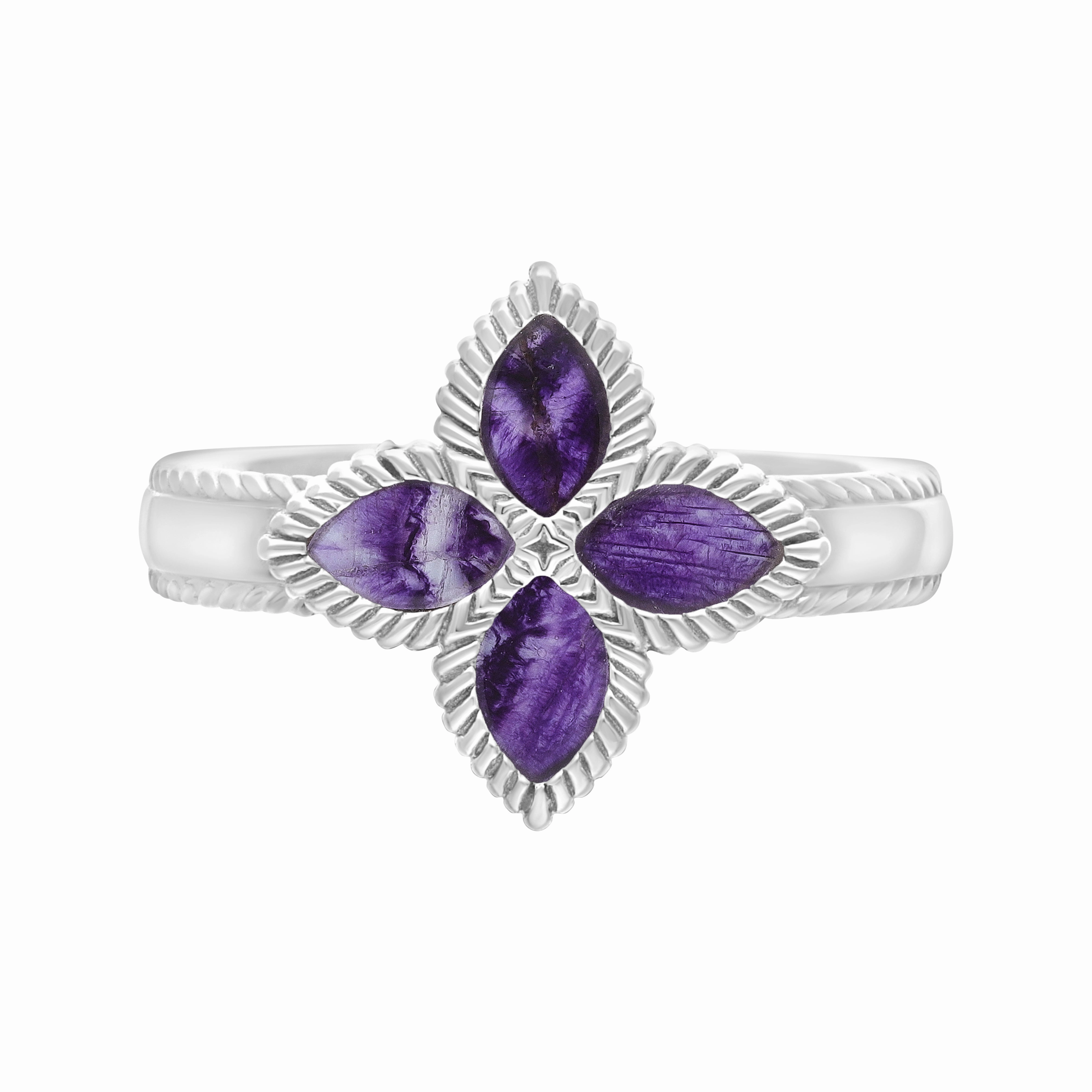 Sterling Silver Blue John Eden Marquise Flower Ring