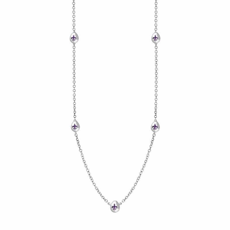 Sterling Silver Blue John Fleur De Lis Link Disc Chain Necklace