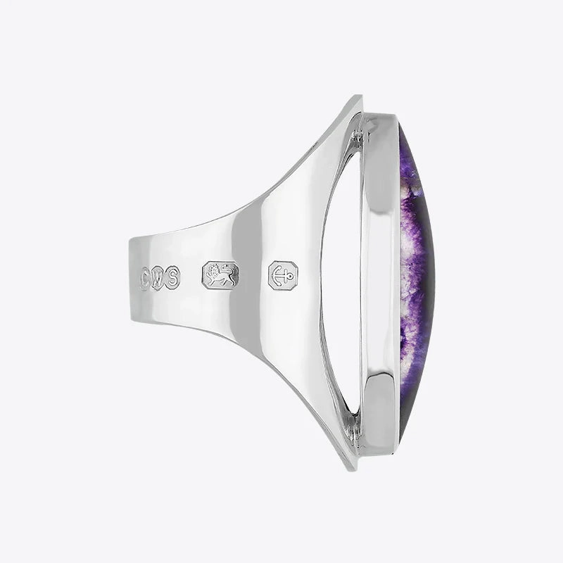 Sterling Silver Blue John Hallmark Large Oval Ring