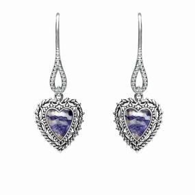 Sterling Silver Blue John Heart Drop Earrings