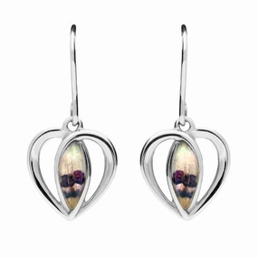 Sterling Silver Blue John Heart Drop Earrings