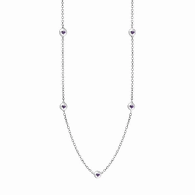 Sterling Silver Blue John Heart Link Disc Chain Necklace