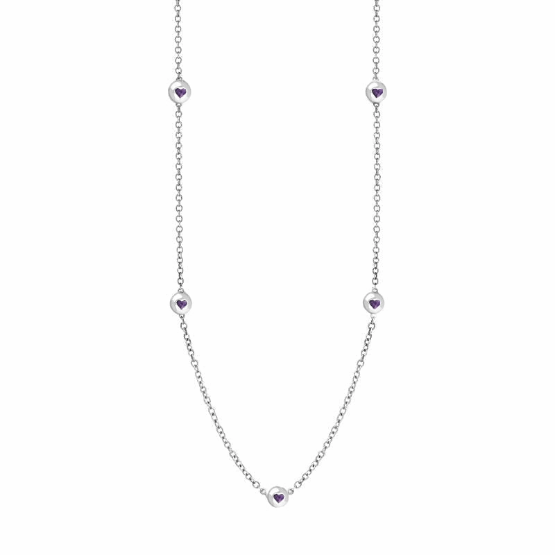 Sterling Silver Blue John Heart Link Disc Chain Necklace