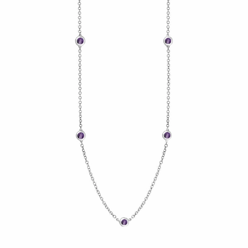 Sterling Silver Blue John Heart Link Disc Chain Necklace