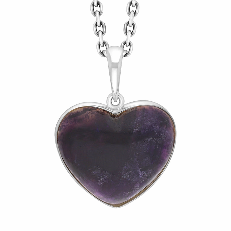 Sterling Silver Blue John Heart Necklace D