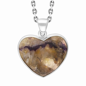 Sterling Silver Blue John Heart Pendant Necklace D