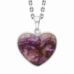 Sterling Silver Blue John Heart Pendant Necklace D