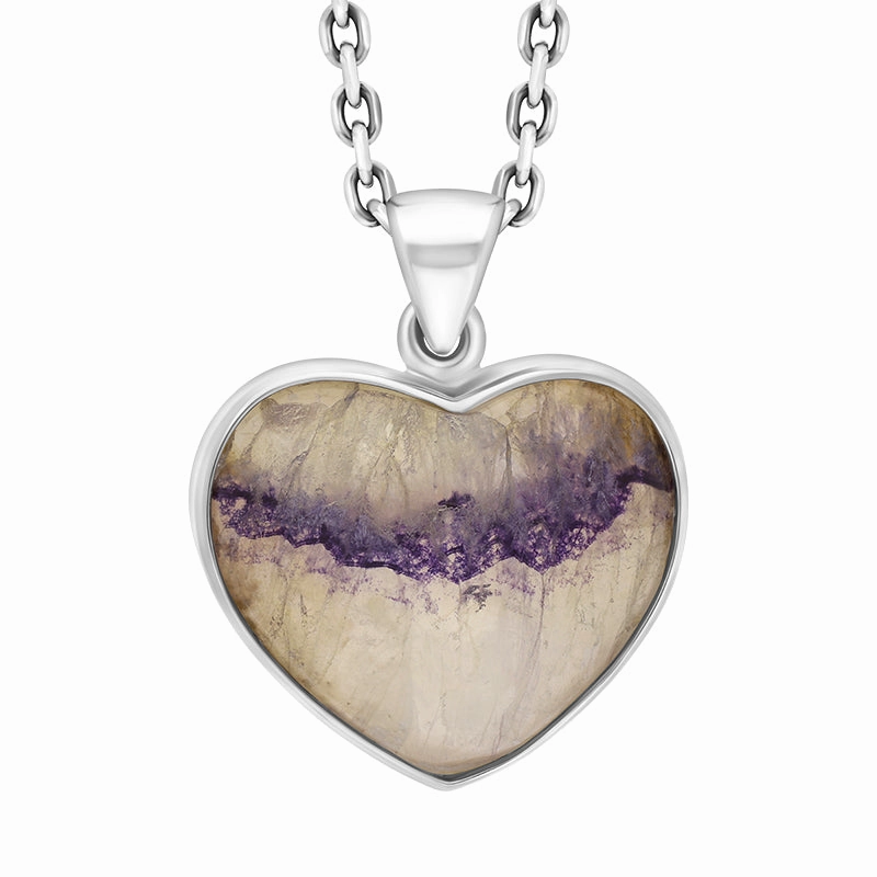 Sterling Silver Blue John Heart Pendant Necklace D
