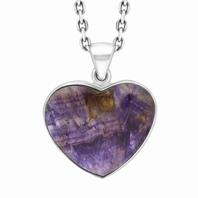 Sterling Silver Blue John Heart Pendant Necklace D