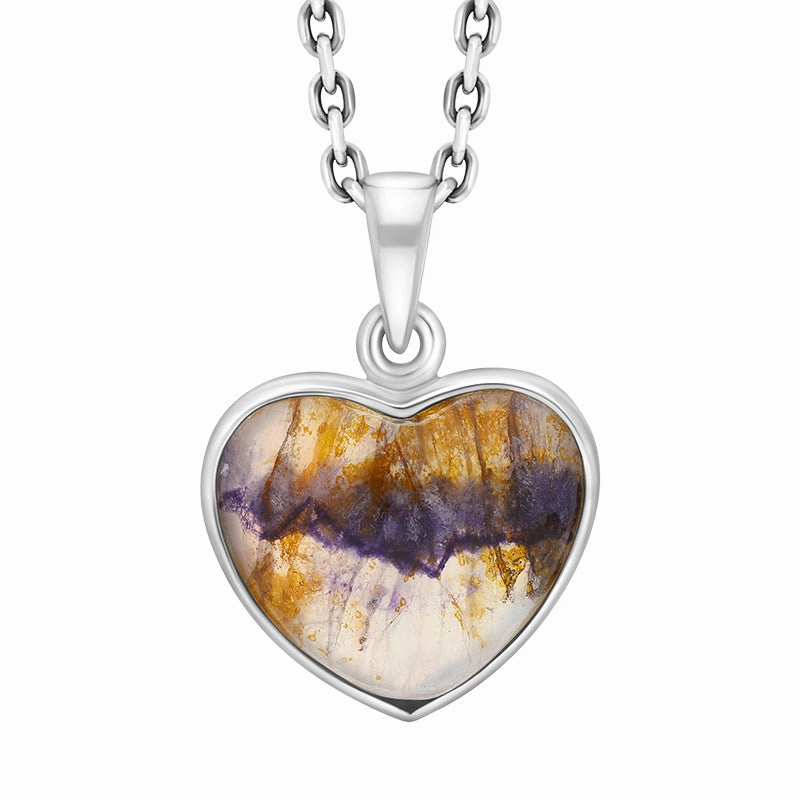 Sterling Silver Blue John Heart Pendant Necklace D
