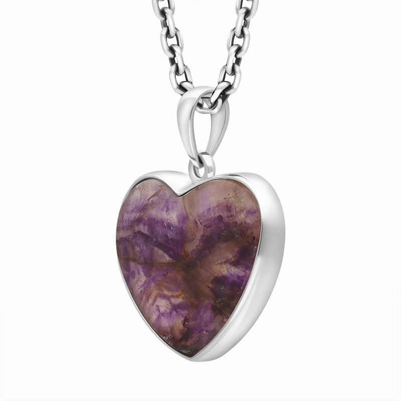 Sterling Silver Blue John Heart Pendant Necklace D
