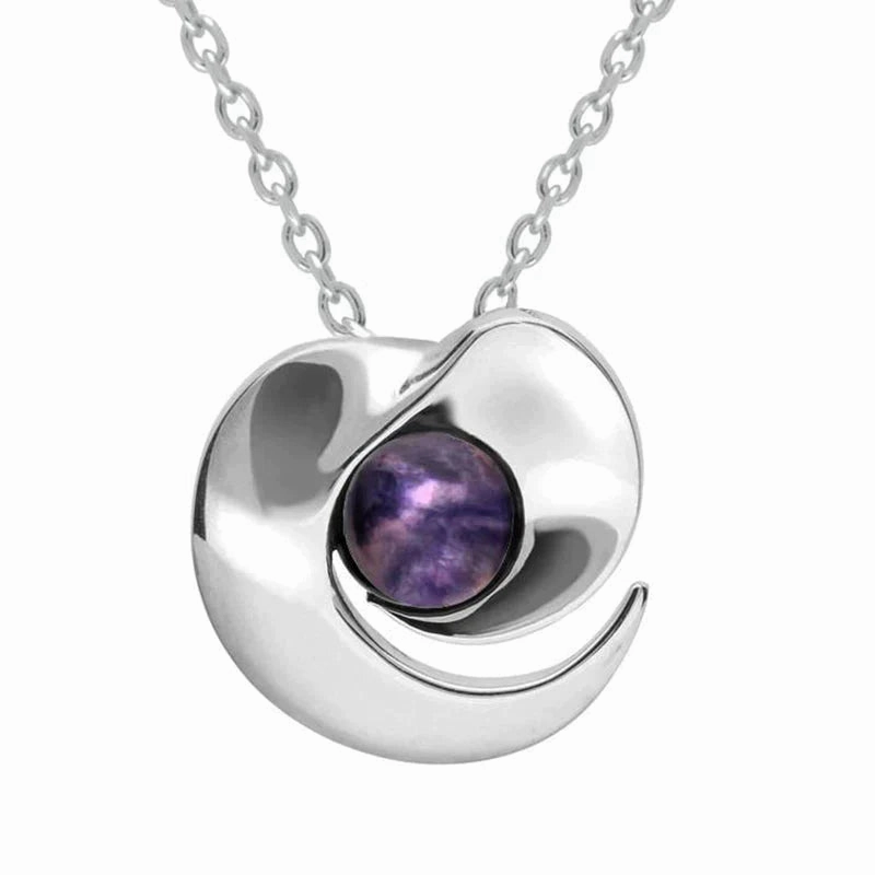 Sterling Silver Blue John Heart Spiral Necklace