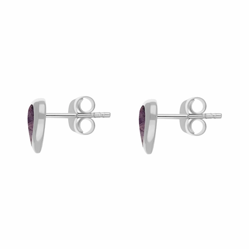 Sterling Silver Blue John Heart Stud Earrings