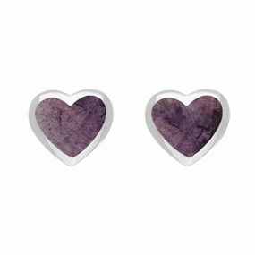 Sterling Silver Blue John Heart Stud Earrings