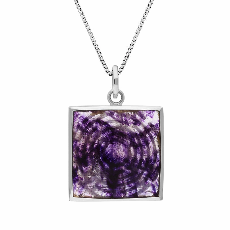 Sterling Silver Blue John House & Garden Open Square Maze Necklace