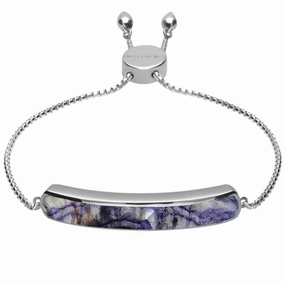 Sterling Silver Blue John Lineaire Long Bracelet
