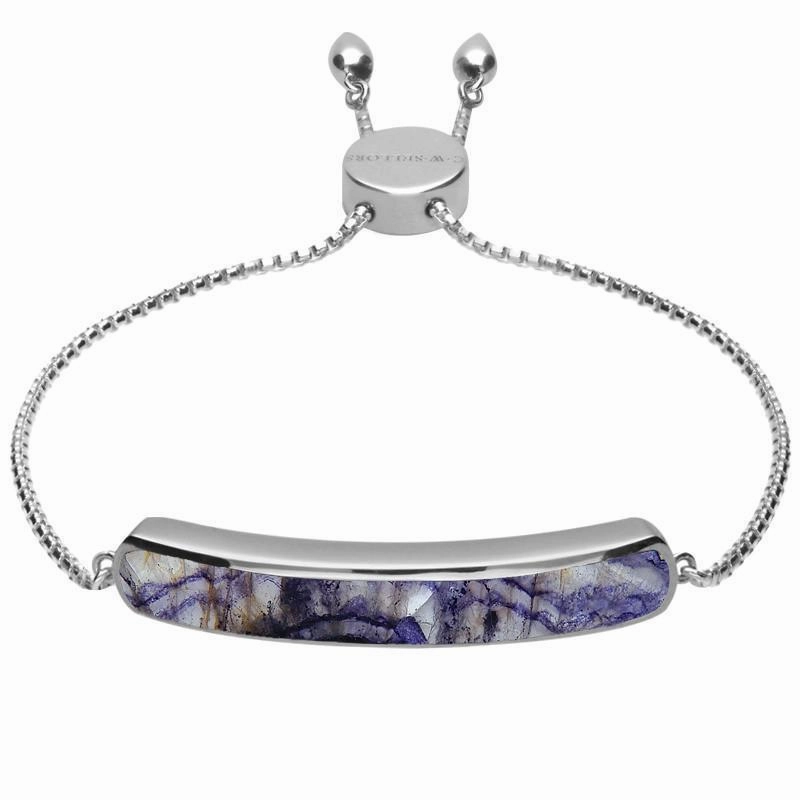 Sterling Silver Blue John Lineaire Long Bracelet