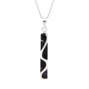 Sterling Silver Blue John Long Swirl Oblong Necklace