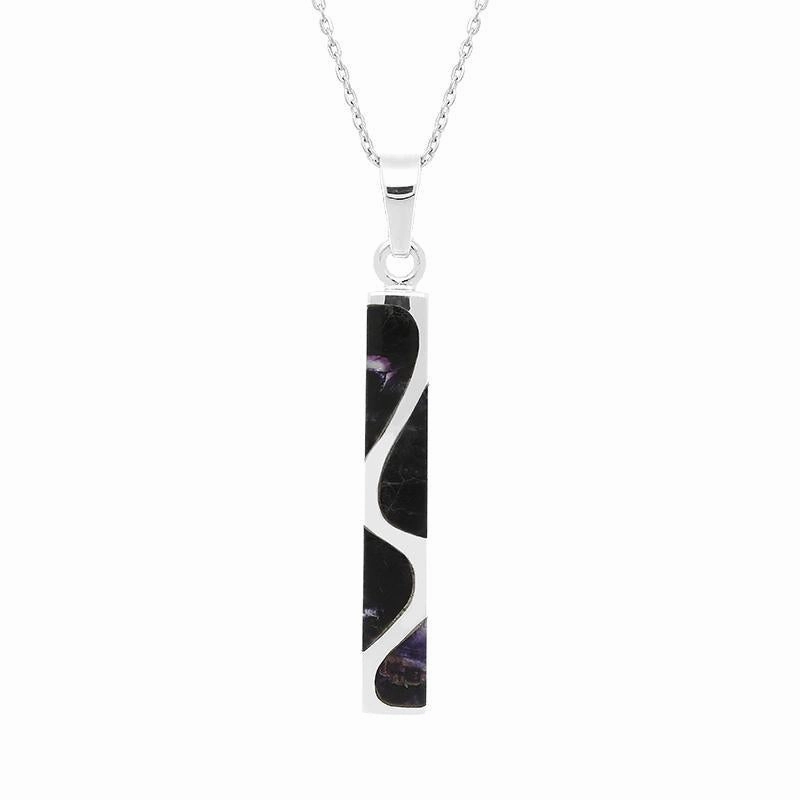 Sterling Silver Blue John Long Swirl Oblong Necklace