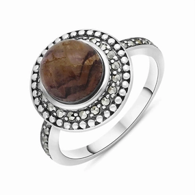 Sterling Silver Blue John Marcasite Frame Large Ring