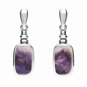 Sterling Silver Blue John Oblong Bottle Top Drop Earrings