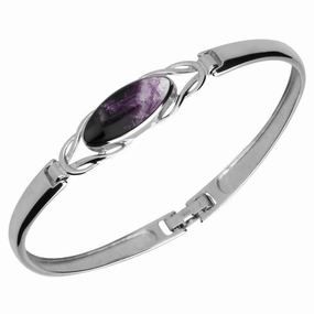 Sterling Silver Blue John Oval Celtic Clip Bangle
