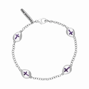 Sterling Silver Blue John Oval Cross Detail Four Stone Bracelet