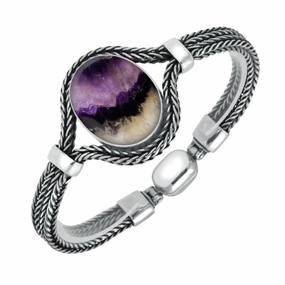Sterling Silver Blue John Oval Foxtail Bracelet D