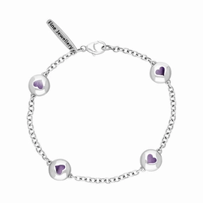 Sterling Silver Blue John Oval Heart Detail Four Stone Bracelet
