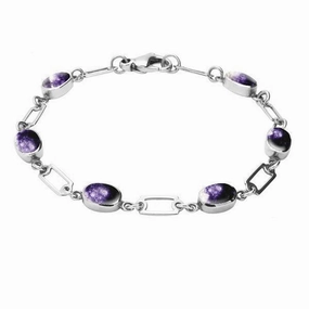 Sterling Silver Blue John Oval Linked Bracelet