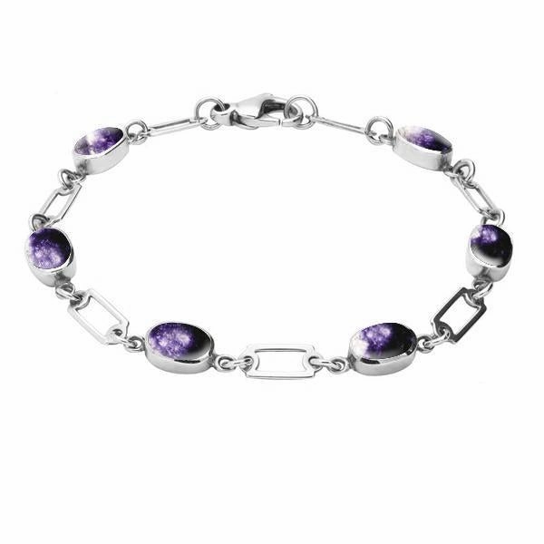 Sterling Silver Blue John Oval Linked Bracelet