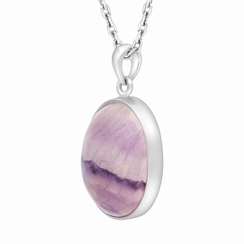 Sterling Silver Blue John Oval Necklace D
