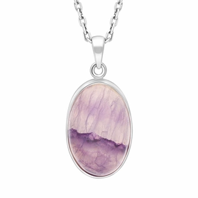 Sterling Silver Blue John Oval Necklace D