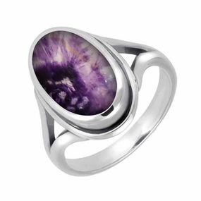 Sterling Silver Blue John Oval Ridged Ring