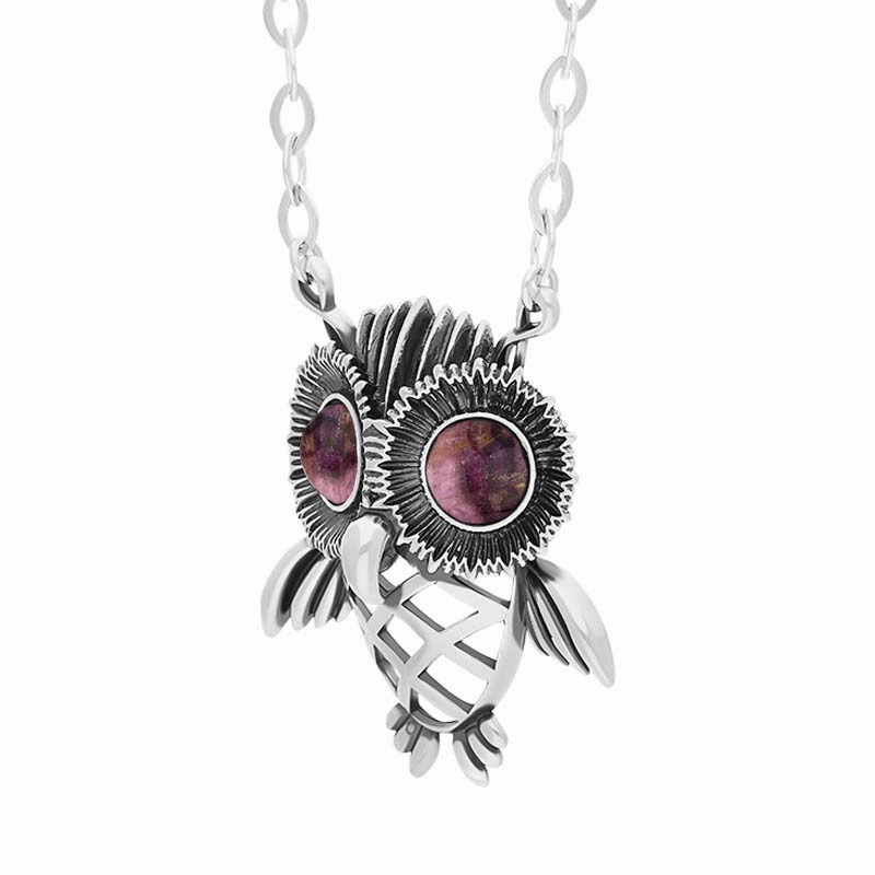 Sterling Silver Blue John Owl Necklace