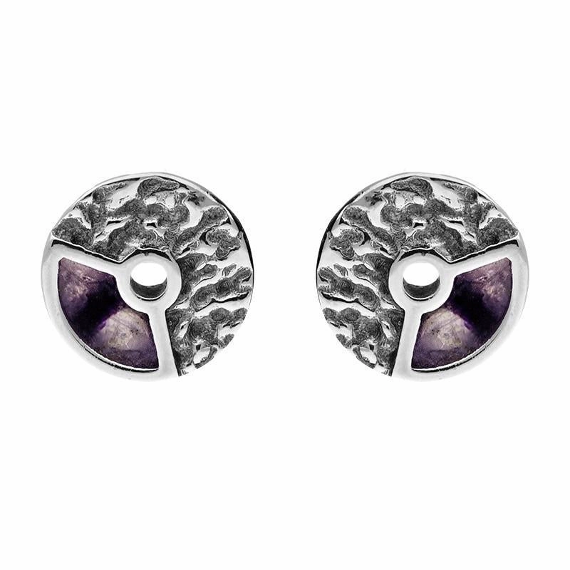 Sterling Silver Blue John Peak District Millstone Stud Earrings