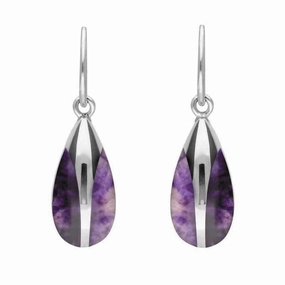 Sterling Silver Blue John Pear Drop Hook Earrings
