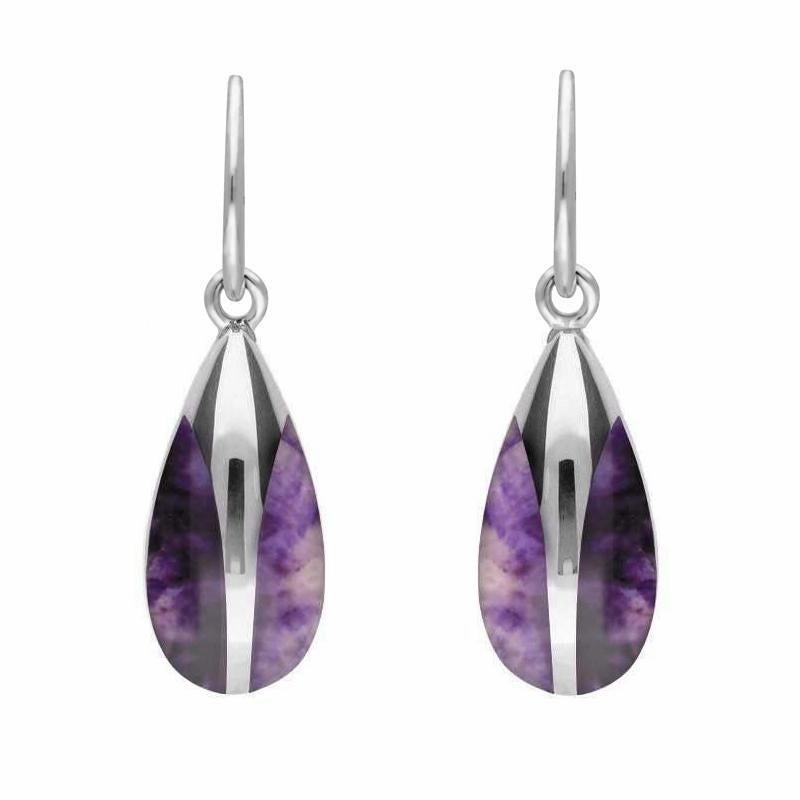 Sterling Silver Blue John Pear Drop Hook Earrings