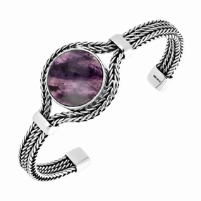Sterling Silver Blue John Round Foxtail Bangle D