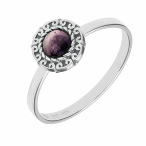 Sterling Silver Blue John Round Rope Curved Edge Ring
