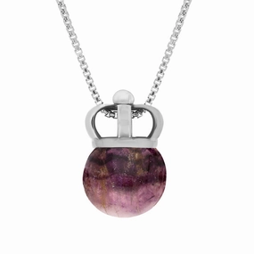 Sterling Silver Blue John Royal Crown 11mm Bead Pendant