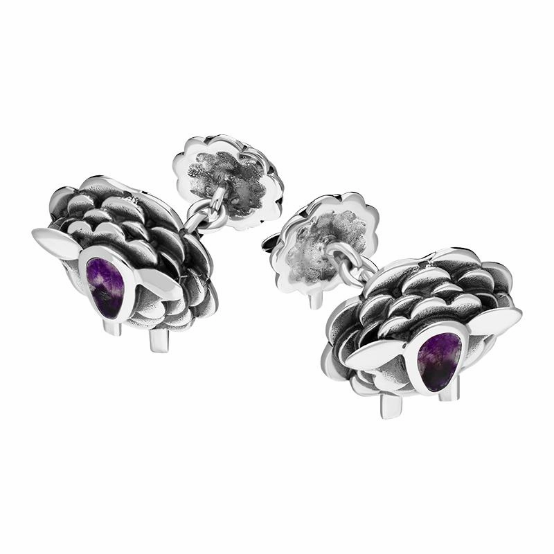 Sterling Silver Blue John Sheep Chain Link Cufflinks