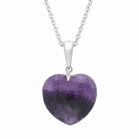 Sterling Silver Blue John Slim Bail Small Carved Heart Necklace