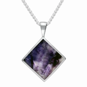 Sterling Silver Blue John Small Rhombus Necklace