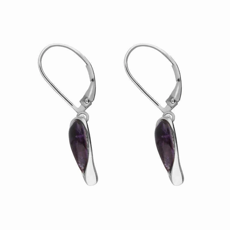 Sterling Silver Blue John Swirl Heart Drop Earrings