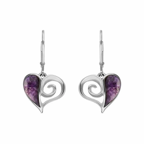 Sterling Silver Blue John Swirl Heart Drop Earrings