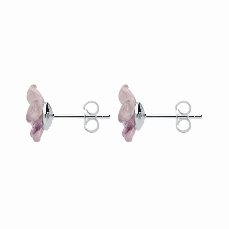 Sterling Silver Blue John Tuberose 12mm Pansy Stud Earrings