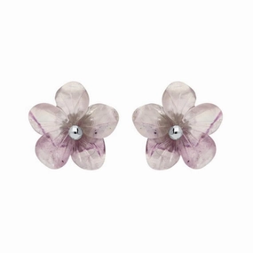Sterling Silver Blue John Tuberose 12mm Pansy Stud Earrings